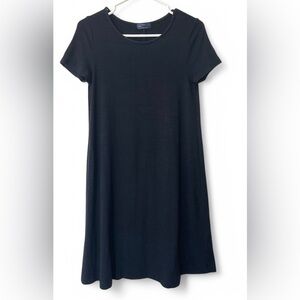 Gap Womens Classic Black Short Sleeve Scoop Neck Summer Preppy Midi Dress XS